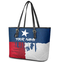 Flag Texas Fishing Leather Tote Bag Personalized Hanging Fish and Hooks Graphic - Wonder Print Shop