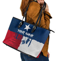 Flag Texas Fishing Leather Tote Bag Personalized Hanging Fish and Hooks Graphic - Wonder Print Shop