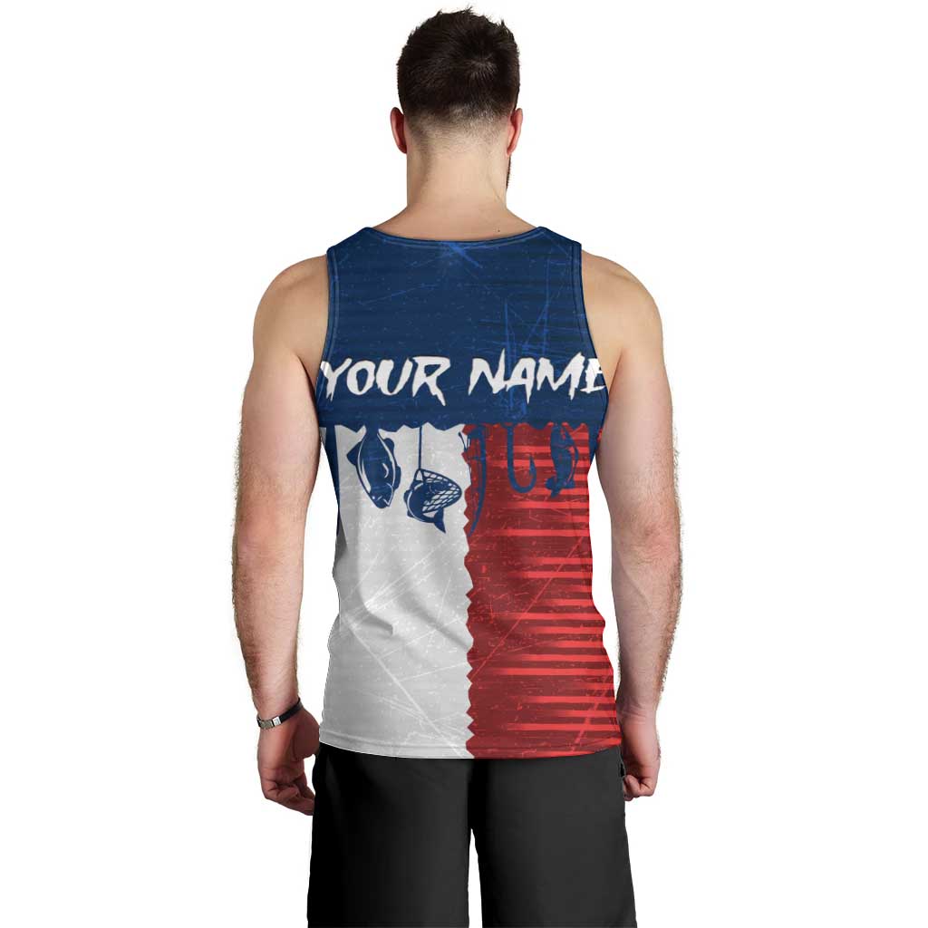 Flag Texas Fishing Men Tank Top Personalized Hanging Fish and Hooks Graphic - Wonder Print Shop