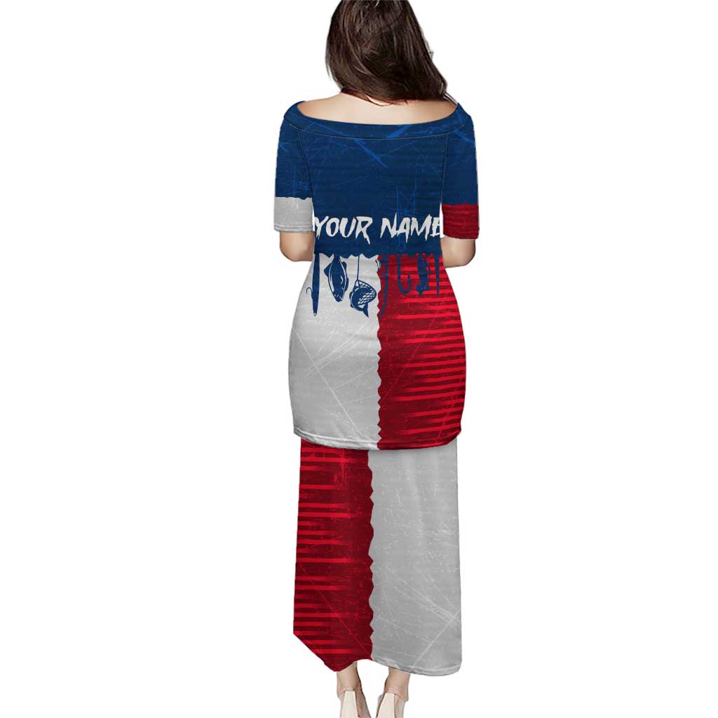 Flag Texas Fishing Puletasi Personalized Hanging Fish and Hooks Graphic - Wonder Print Shop