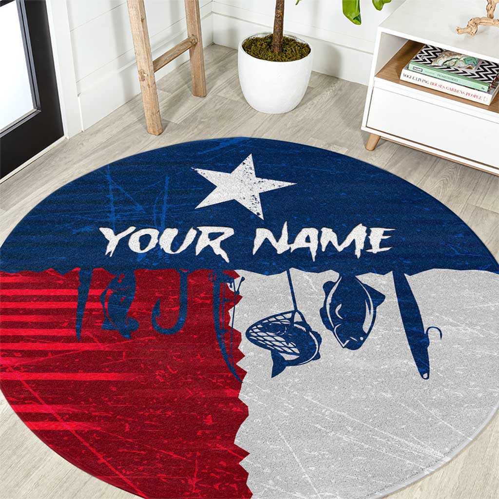 Flag Texas Fishing Round Carpet Personalized Hanging Fish and Hooks Graphic - Wonder Print Shop
