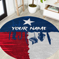 Flag Texas Fishing Round Carpet Personalized Hanging Fish and Hooks Graphic - Wonder Print Shop