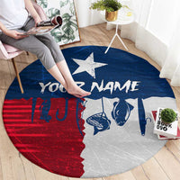Flag Texas Fishing Round Carpet Personalized Hanging Fish and Hooks Graphic - Wonder Print Shop