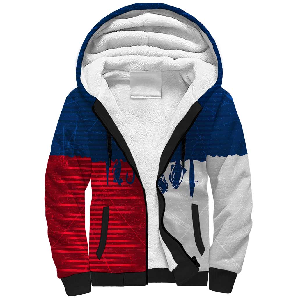 Flag Texas Fishing Sherpa Hoodie Personalized Hanging Fish and Hooks Graphic - Wonder Print Shop