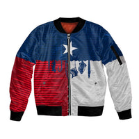 Flag Texas Fishing Sleeve Zip Bomber Jacket Personalized Hanging Fish and Hooks Graphic - Wonder Print Shop