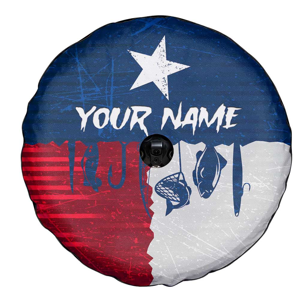 Flag Texas Fishing Spare Tire Cover Personalized Hanging Fish and Hooks Graphic - Wonder Print Shop