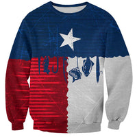 Flag Texas Fishing Sweatshirt Personalized Hanging Fish and Hooks Graphic - Wonder Print Shop