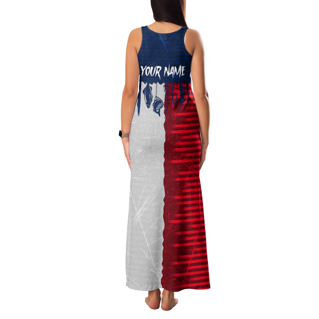 Flag Texas Fishing Tank Maxi Dress Personalized Hanging Fish and Hooks Graphic - Wonder Print Shop
