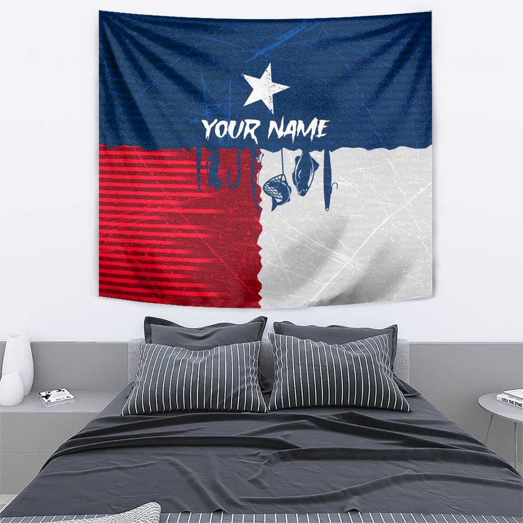 Flag Texas Fishing Tapestry Personalized Hanging Fish and Hooks Graphic - Wonder Print Shop