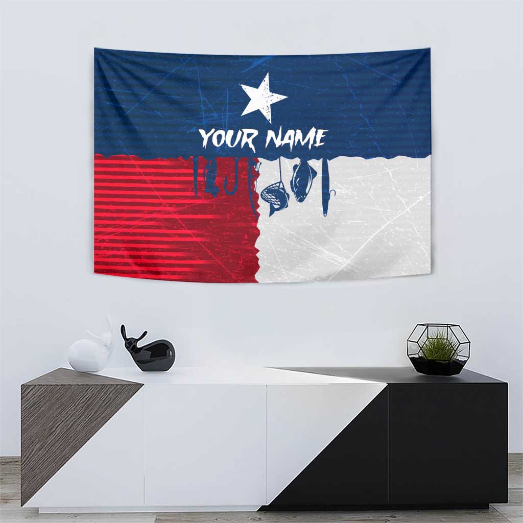 Flag Texas Fishing Tapestry Personalized Hanging Fish and Hooks Graphic - Wonder Print Shop