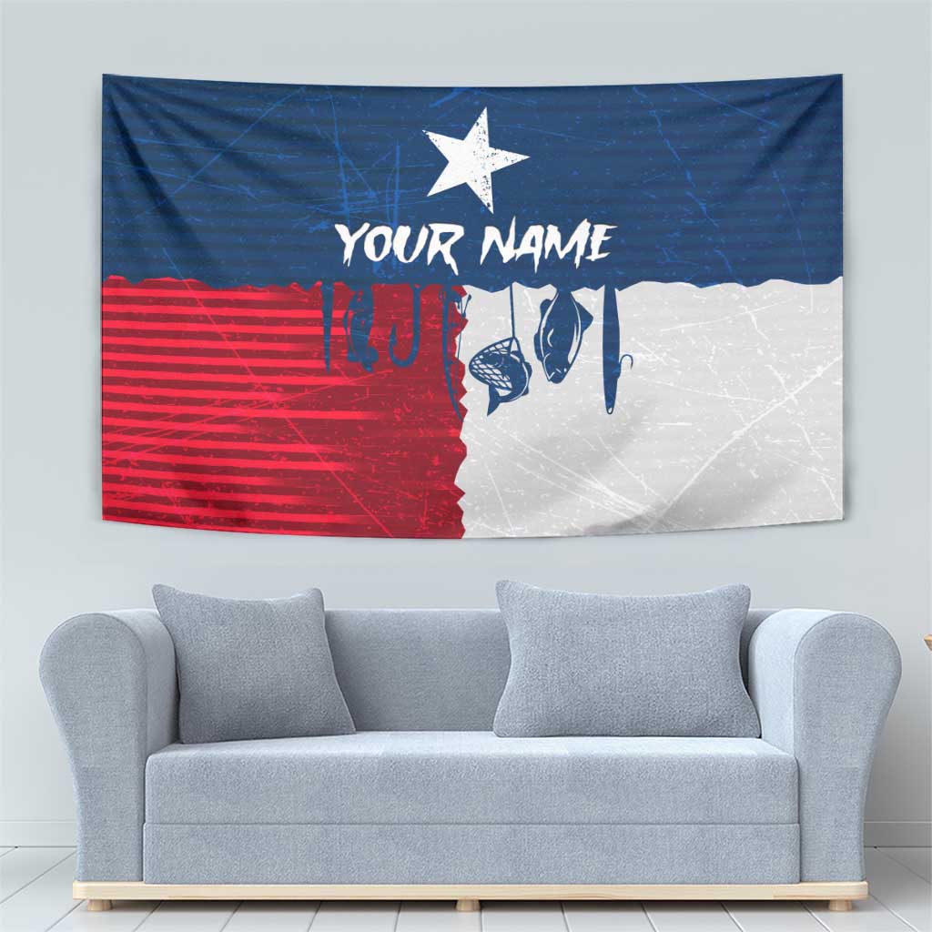 Flag Texas Fishing Tapestry Personalized Hanging Fish and Hooks Graphic - Wonder Print Shop