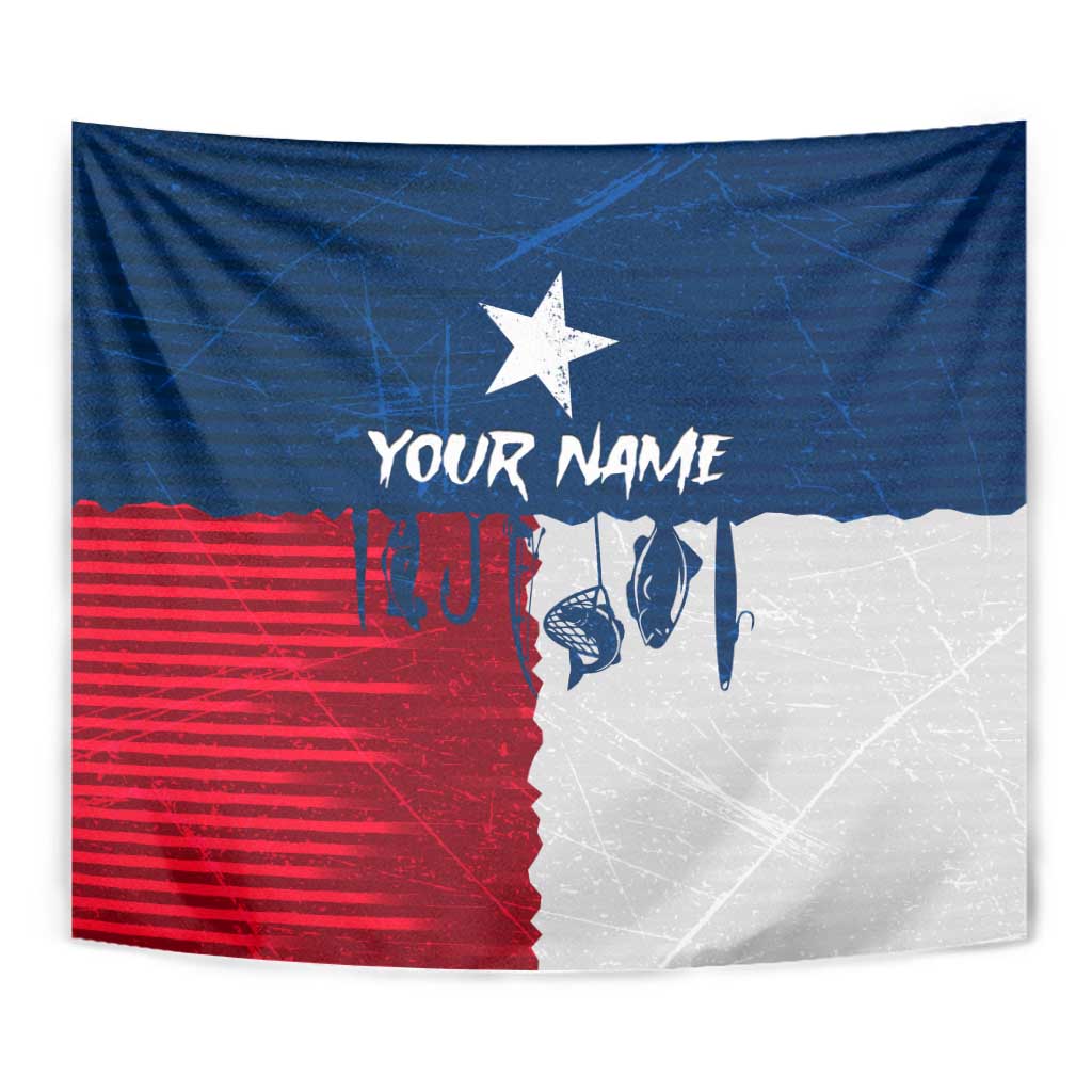 Flag Texas Fishing Tapestry Personalized Hanging Fish and Hooks Graphic - Wonder Print Shop