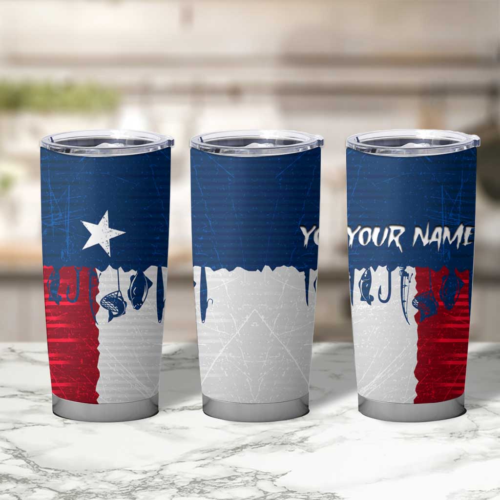 Flag Texas Fishing Tumbler Cup Personalized Hanging Fish and Hooks Graphic - Wonder Print Shop