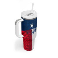 Flag Texas Fishing Tumbler With Handle Personalized Hanging Fish and Hooks Graphic - Wonder Print Shop