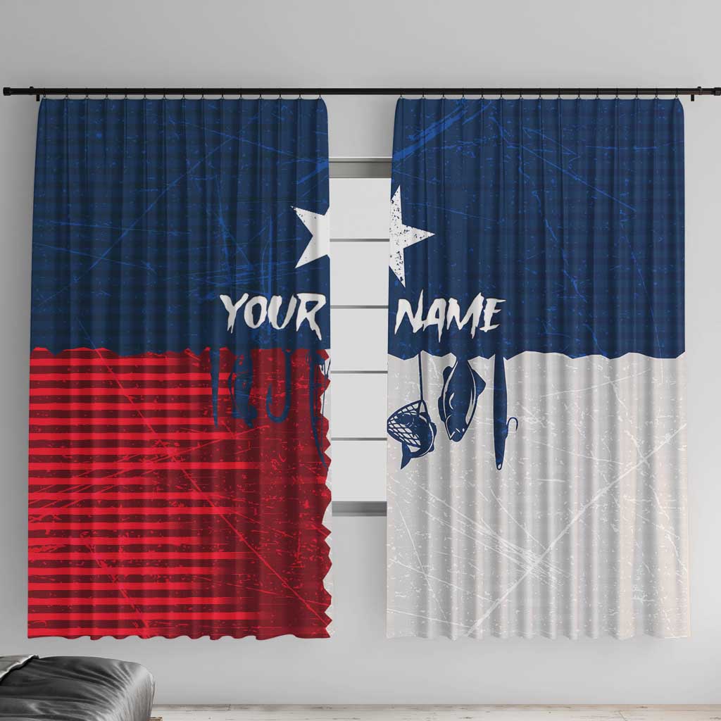 Flag Texas Fishing Window Curtain Personalized Hanging Fish and Hooks Graphic - Wonder Print Shop