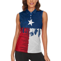Flag Texas Fishing Women Sleeveless Polo Shirt Personalized Hanging Fish and Hooks Graphic - Wonder Print Shop