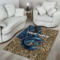 Catfish Fishing Personalized Area Rug Blue Bass and Camo Reeds Background - Wonder Print Shop