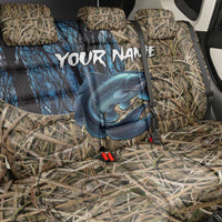 Catfish Fishing Personalized Back Car Seat Cover Blue Bass and Camo Reeds Background - Wonder Print Shop