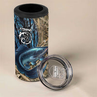 Catfish Fishing Personalized 4 in 1 Can Cooler Tumbler Blue Bass and Camo Reeds Background - Wonder Print Shop