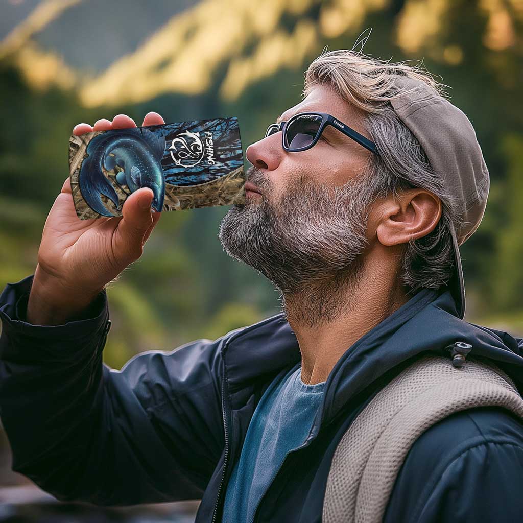 Catfish Fishing Personalized 4 in 1 Can Cooler Tumbler Blue Bass and Camo Reeds Background - Wonder Print Shop