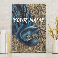 Catfish Fishing Personalized Canvas Wall Art Blue Bass and Camo Reeds Background - Wonder Print Shop