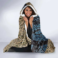 Catfish Fishing Personalized Hooded Blanket Blue Bass and Camo Reeds Background - Wonder Print Shop