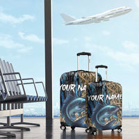 Catfish Fishing Personalized Luggage Cover Blue Bass and Camo Reeds Background - Wonder Print Shop