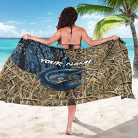 Catfish Fishing Personalized Sarong Blue Bass and Camo Reeds Background - Wonder Print Shop
