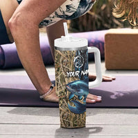 Catfish Fishing Personalized Tumbler With Handle Blue Bass and Camo Reeds Background - Wonder Print Shop