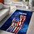 Bass Fishing Area Rug American Flag Patriotic and Cosmic Galaxy in Blue Red - Wonder Print Shop