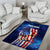 Bass Fishing Area Rug American Flag Patriotic and Cosmic Galaxy in Blue Red - Wonder Print Shop