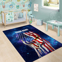 Bass Fishing Area Rug American Flag Patriotic and Cosmic Galaxy in Blue Red - Wonder Print Shop