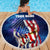Bass Fishing Beach Blanket American Flag Patriotic and Cosmic Galaxy in Blue Red - Wonder Print Shop