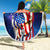 Bass Fishing Beach Blanket American Flag Patriotic and Cosmic Galaxy in Blue Red - Wonder Print Shop