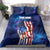 Bass Fishing Bedding Set American Flag Patriotic and Cosmic Galaxy in Blue Red - Wonder Print Shop