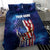 Bass Fishing Bedding Set American Flag Patriotic and Cosmic Galaxy in Blue Red - Wonder Print Shop