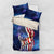 Bass Fishing Bedding Set American Flag Patriotic and Cosmic Galaxy in Blue Red - Wonder Print Shop