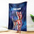 Bass Fishing Blanket American Flag Patriotic and Cosmic Galaxy in Blue Red - Wonder Print Shop