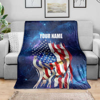 Bass Fishing Blanket American Flag Patriotic and Cosmic Galaxy in Blue Red - Wonder Print Shop