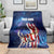 Bass Fishing Blanket American Flag Patriotic and Cosmic Galaxy in Blue Red - Wonder Print Shop