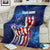 Bass Fishing Blanket American Flag Patriotic and Cosmic Galaxy in Blue Red - Wonder Print Shop