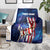 Bass Fishing Blanket American Flag Patriotic and Cosmic Galaxy in Blue Red - Wonder Print Shop
