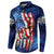 Bass Fishing Button Sweatshirt American Flag Patriotic and Cosmic Galaxy in Blue Red - Wonder Print Shop