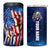 Bass Fishing 4 in 1 Can Cooler Tumbler American Flag Patriotic and Cosmic Galaxy in Blue Red - Wonder Print Shop