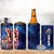 Bass Fishing 4 in 1 Can Cooler Tumbler American Flag Patriotic and Cosmic Galaxy in Blue Red - Wonder Print Shop