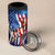 Bass Fishing 4 in 1 Can Cooler Tumbler American Flag Patriotic and Cosmic Galaxy in Blue Red - Wonder Print Shop