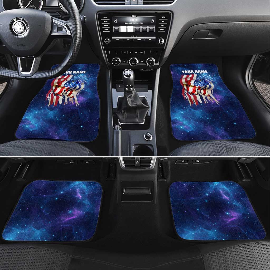 Bass Fishing Car Mats American Flag Patriotic and Cosmic Galaxy in Blue Red - Wonder Print Shop
