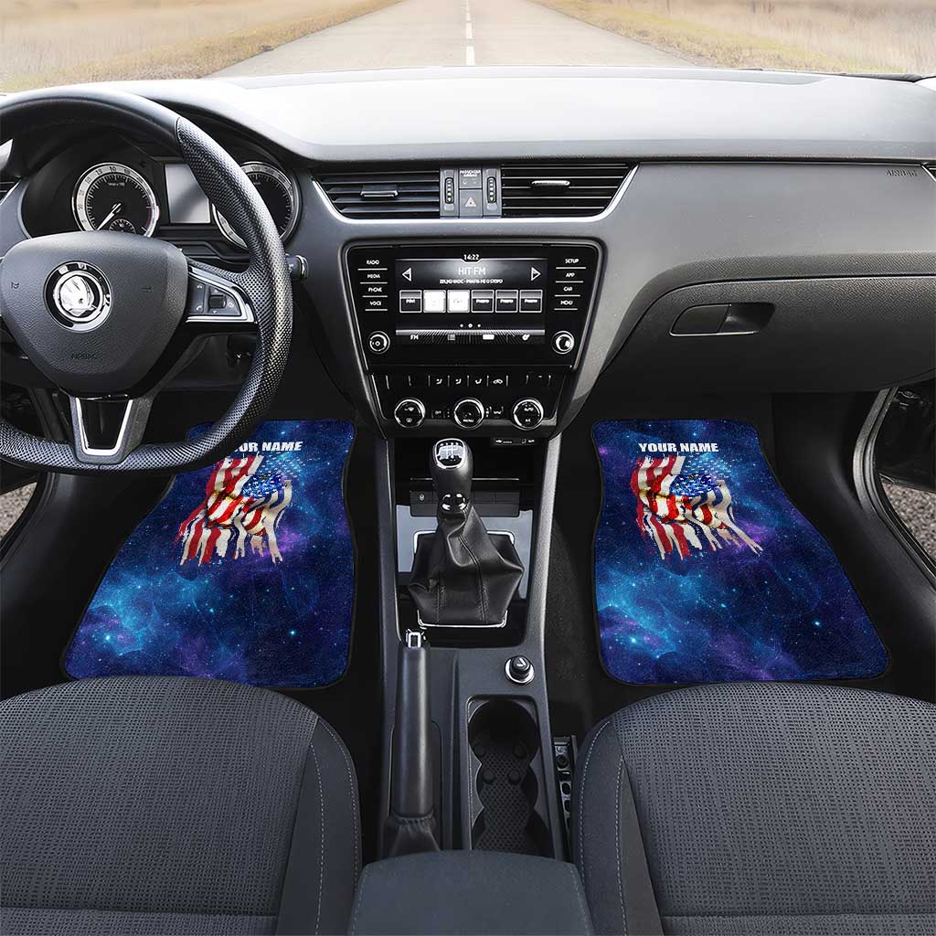 Bass Fishing Car Mats American Flag Patriotic and Cosmic Galaxy in Blue Red - Wonder Print Shop