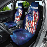 Bass Fishing Car Seat Cover American Flag Patriotic and Cosmic Galaxy in Blue Red - Wonder Print Shop