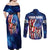 Bass Fishing Couples Matching Off Shoulder Maxi Dress and Long Sleeve Button Shirt American Flag Patriotic and Cosmic Galaxy in Blue Red - Wonder Print Shop